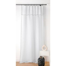 Voilage aspect lin bourdon noir - 140x295cm - Blanc