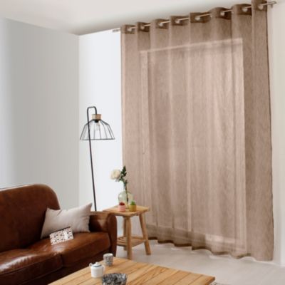 Voilage aspect lin grande largeur Oeko-tex. (300x240 cm - Taupe)