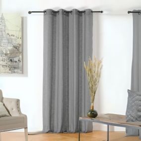 Voilage aux fines rayures noires (145x260 cm - Gris clair)