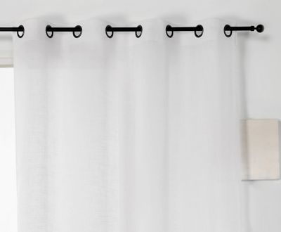 Voilage blanc à oeillets l.140 x H.240 cm en lin et polyester, Véronica