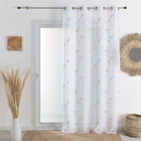 Voilage brodé de pampas (140x240 cm - Beige)