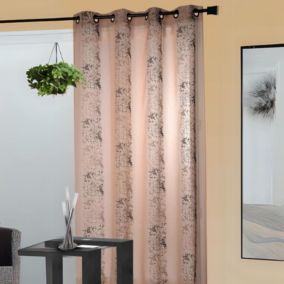 Voilage brodé motif éthnique (140x240 cm - Beige)