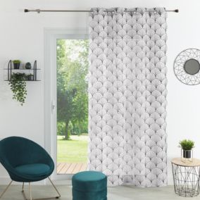 Voilage brodé style art déco (140x240 cm - Gris clair)