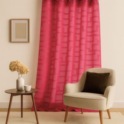 Voilage coloré flash motifs ton sur ton (140x260 cm - Rouge)