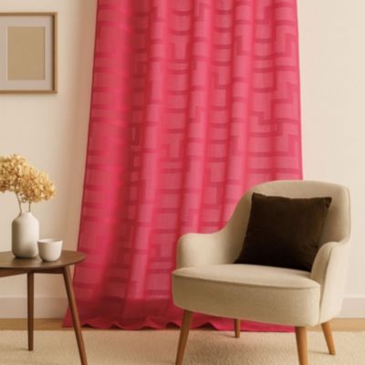 Voilage coloré flash motifs ton sur ton (140x260 cm - Rouge)