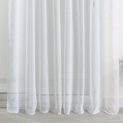 Voilage Blanc Effet Lin 240x240 Cm - Galon Fronceur - Tamisant Moderne Pour Fenêtre