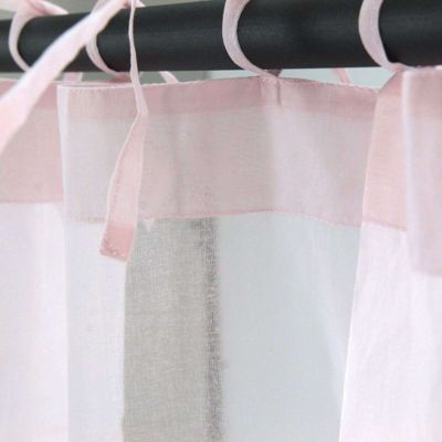 Voilage en coton à lacets rose clair 110x250