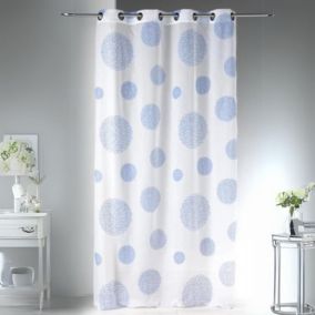 Voilage en Etamine Impression Argent (140x240 cm - Bleu)