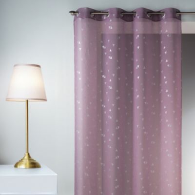 Voilage en Etamine à Impressions Argentées "Triangle" (140x240 cm - Violet parme)