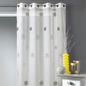 Voilage en Jacquard avec des Cercles en motifs (140x260 cm - Gris clair)