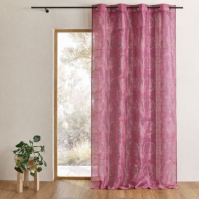 Voilage en organza avec cercles brodés (140x240 cm - Fuchsia)