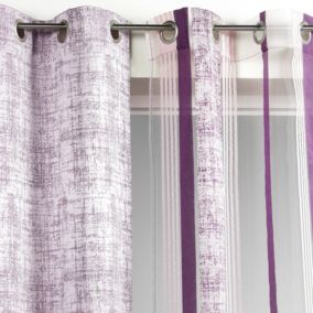 Voilage en organza avec rayures jacquard (140x260 cm - Rose Boudoir)