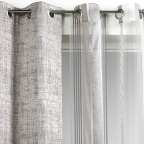 Voilage en organza avec rayures jacquard (140x260 cm - Taupe)