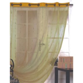 Voilage en Organza à Fines Rayures Brodées (150x240 cm - Beige)