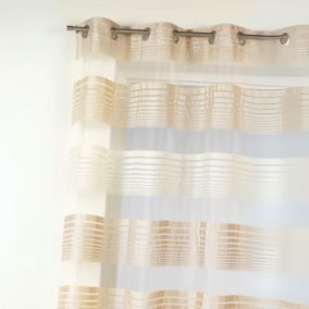 Voilage en organza à fines rayures horizontales (140x240 cm - Beige)