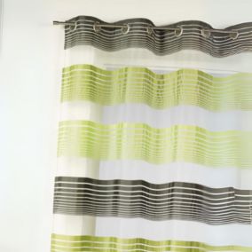 Voilage en organza à fines rayures horizontales (140x240 cm - Vert tilleul)