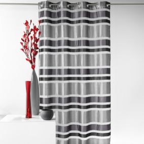 Voilage en Organza rayures horizontales (140x240 cm - Gris clair)