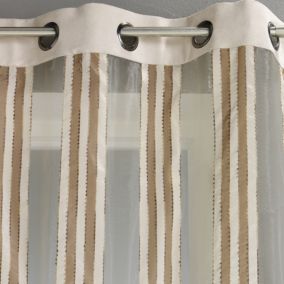 Voilage en Organza Rayures verticales (140x260 cm - Beige)