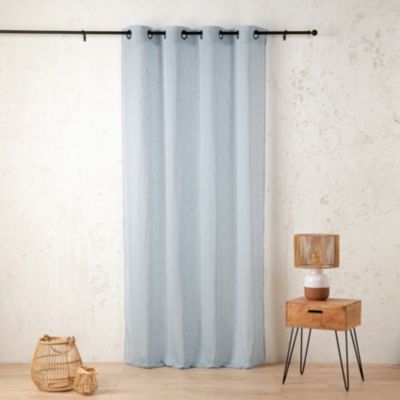 Voilage en polycoton chiné (160x260 cm - Bleu ciel)