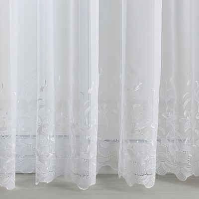 Voilage en voile avec base brodée (300x240 cm - Blanc)