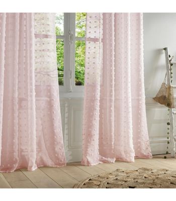 Voilage enfant petits pompons (140x240 cm - Rose Clair)