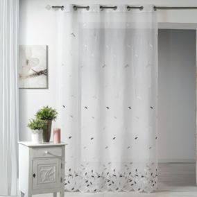 Voilage Etamine brodée avec bas festonné (140x240 cm - Beige)