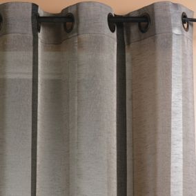 Voilage Etamine Rayures verticales (150x260 cm - Gris clair)