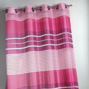 Voilage fantaisie à rayures horizontales (140x240 cm - Rose Blush)