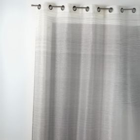 Voilage fantaisie à rayures horizontales dégradées (140x240 cm - Gris clair)