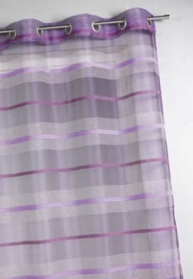 Voilage fantaisie à rayures horizontales de différentes tailles (140x240 cm - Violet parme)