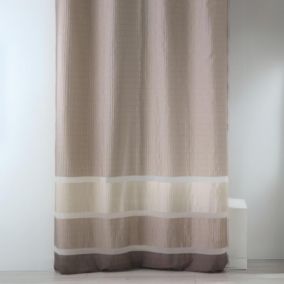 Voilage fantaisie tissée avec rayures horizontales (140x240 cm - Taupe)