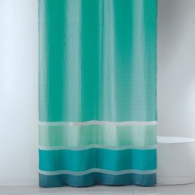 Voilage fantaisie tissée avec rayures horizontales (140x240 cm - Turquoise)