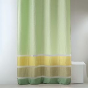 Voilage fantaisie tissée avec rayures horizontales (140x240 cm - Vert tilleul)