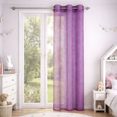 Voilage Filet uni à œillets carrés (140x260 cm - Prune)