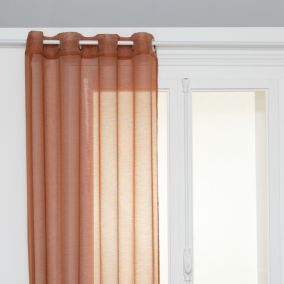 Voilage fin uni à oeillets (135x240 cm - Terracotta)