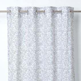 Voilage Galène GoodHome Floral blanc l.140 x H.260 cm
