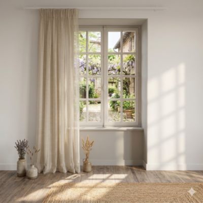 Voilage galon fronceur ivoire l.140 x H.300 cm Rocle Firmin