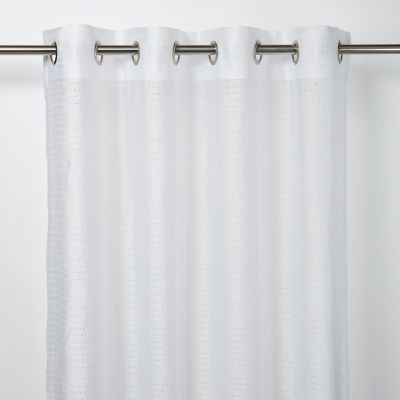 Voilage GoodHome Succusa blanc à lignes l.140 x H.260 cm