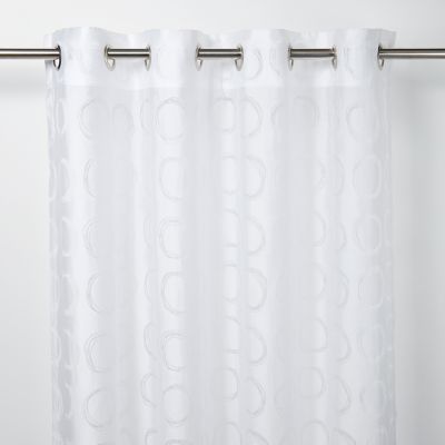 Voilage GoodHome Succusa blanc à points l.140 x H.260 cm