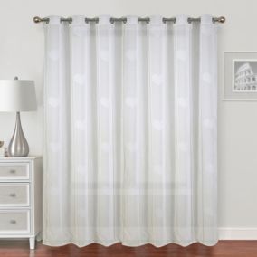 Voilage grande largeur avec cœurs et lurex (300x240 cm - Blanc)