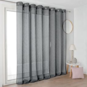 Voilage grande largeur léger à aspect lin (285x250 cm - Gris Foncé)