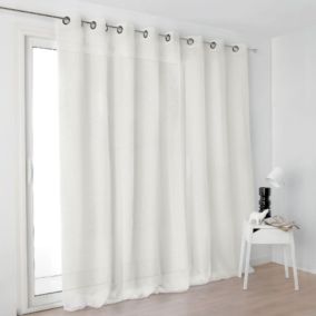 Voilage grande largeur semi-transparent (300x280 cm - Blanc cassé)