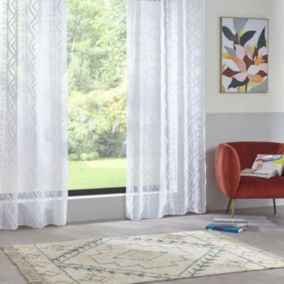 Voilage Jacquard "Sama" tamisant 140 x 240 cm Atmosphera - Blanc