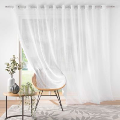 voilage largeur baie vitrée 400 x 240 cm voile sablé Lissea Blanc