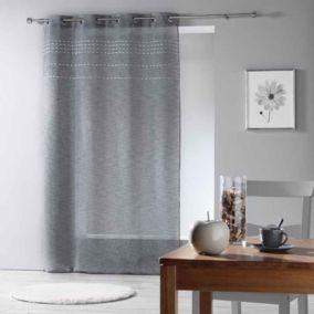 Voilage Motif "Perles" (140x240 cm - Gris anthracite)