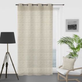 Voilage à motifs graphiques en 100% coton (135x250 cm - Taupe)