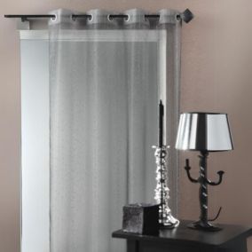 Voilage Organza fantaisie goutte métallique (140x350 cm - Gris clair)