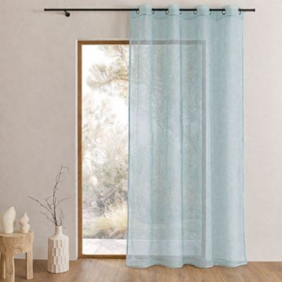 Voilage organza à fines rayures horizontales (140x240 cm - Turquoise)