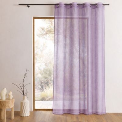 Voilage organza à fines rayures horizontales (140x240 cm - Violet parme)
