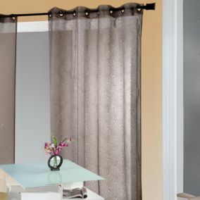 Voilage organza gribouillis et bulles brodée (140x240 cm - Gris clair)